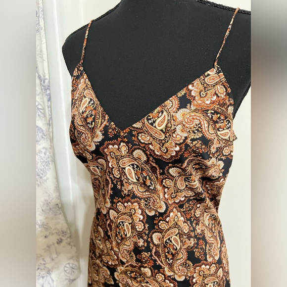 NILI LOTAN Target Brown Paisley Print Slip Dress with Side Slits Size M - Picture 4 of 9